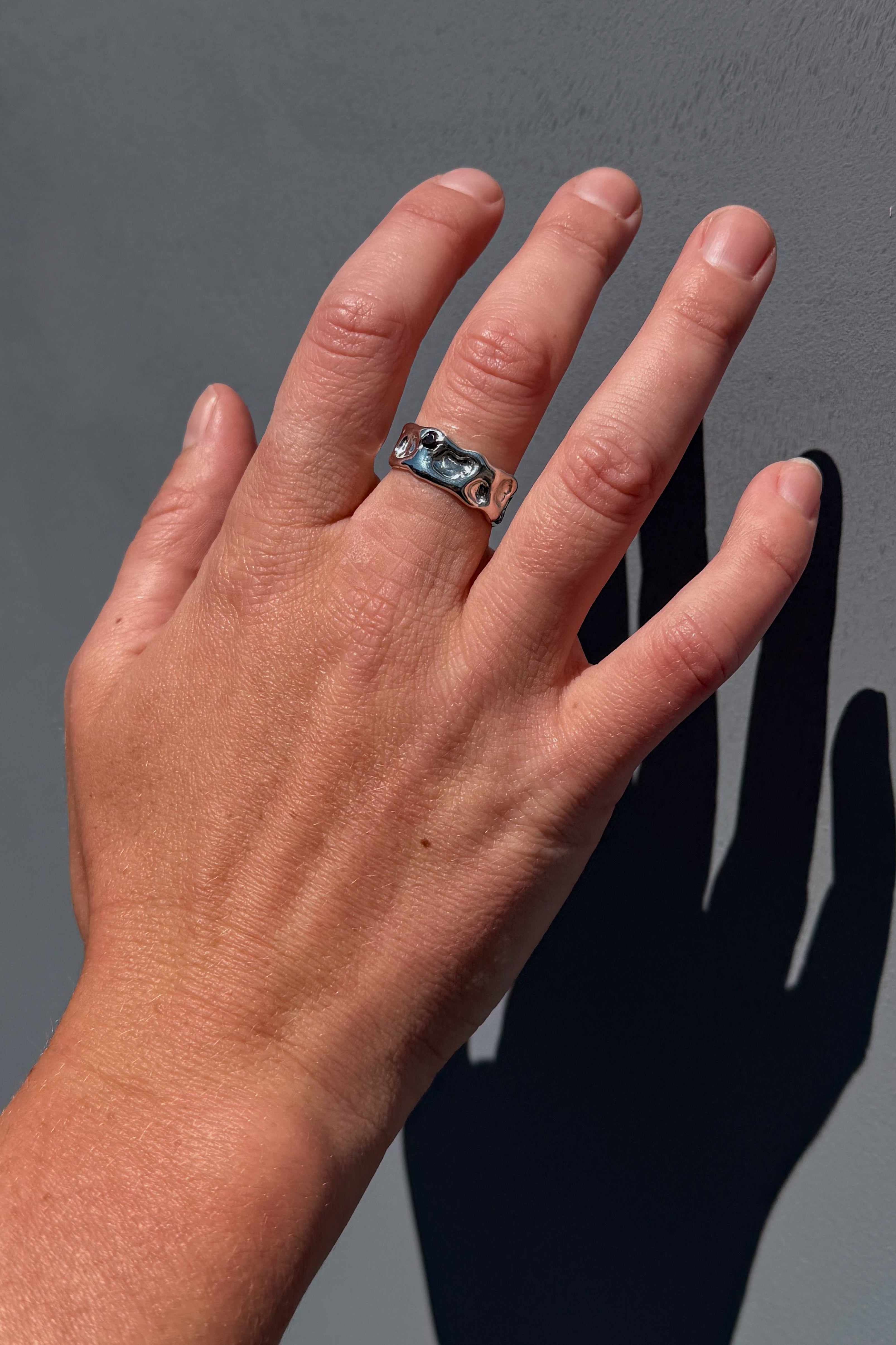 Bague Écrin pierre brune en argent sterling