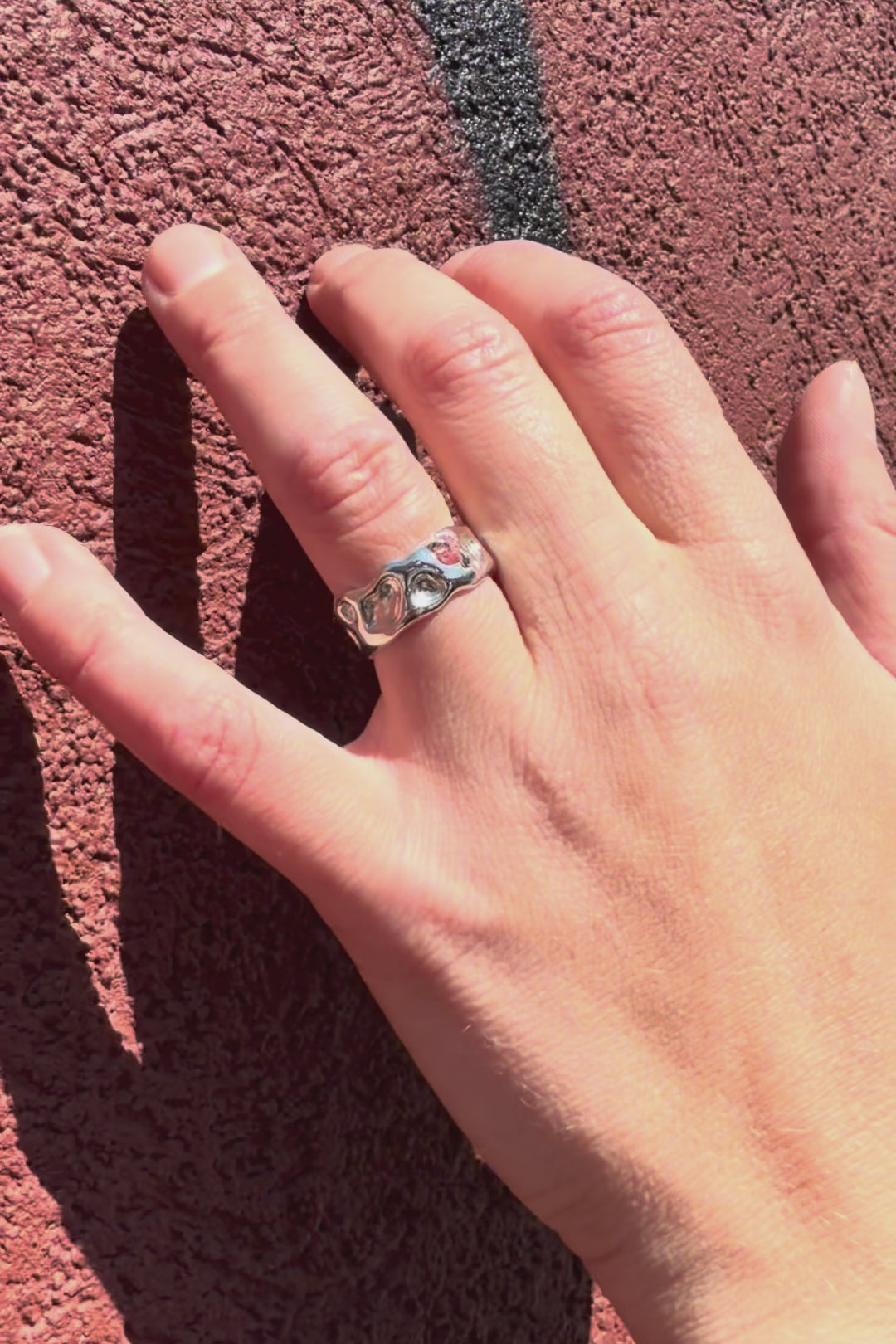Bague Écrin pierre rose en argent sterling