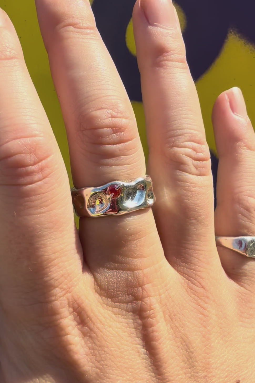 Bague Écrin pierre orange en argent sterling
